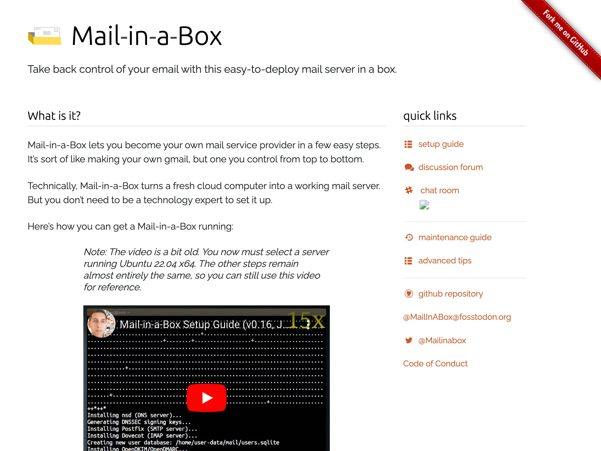 Mail-in-a-Box er en åpen kildekode-e-post server for Linux.
